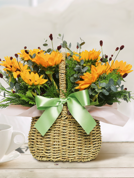꽃바구니 - 해바라기 (총 높이 약 40cm)