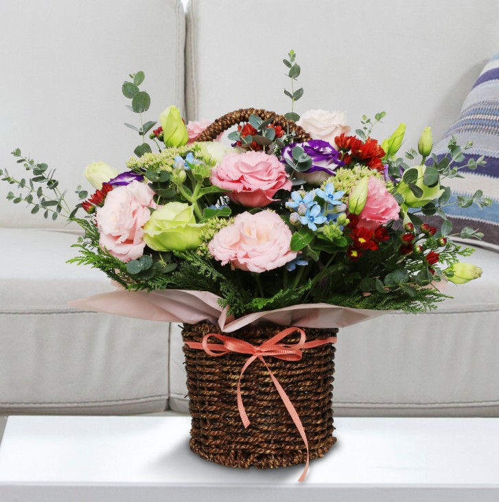 꽃바구니 - 핑크혼합 2 (총 높이 약 35cm)